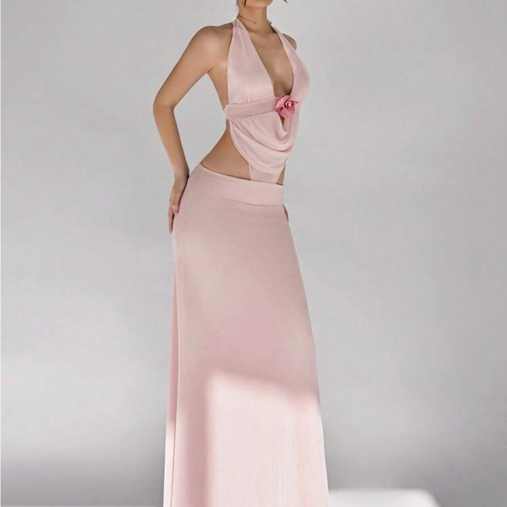 ASOS Pink Asymmetrical Halter Dress